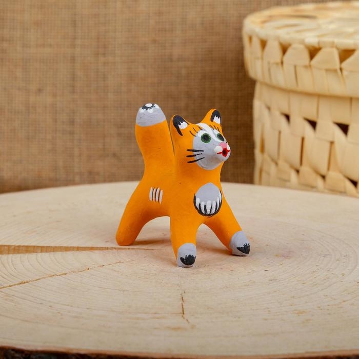 Сувенир &laquo;Котик&raquo;, рыжий, 3,5&times;4&times;5,5 см, каргопольская игрушка, микс