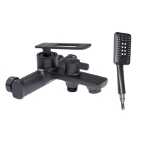 Смеситель для ванны Accoona A63127AT, однорычажный, излив 175 мм, душевой набор, черный Смеситель для ванны Accoona A63127AT, однорычажный, излив 175 мм, душевой набор, черный