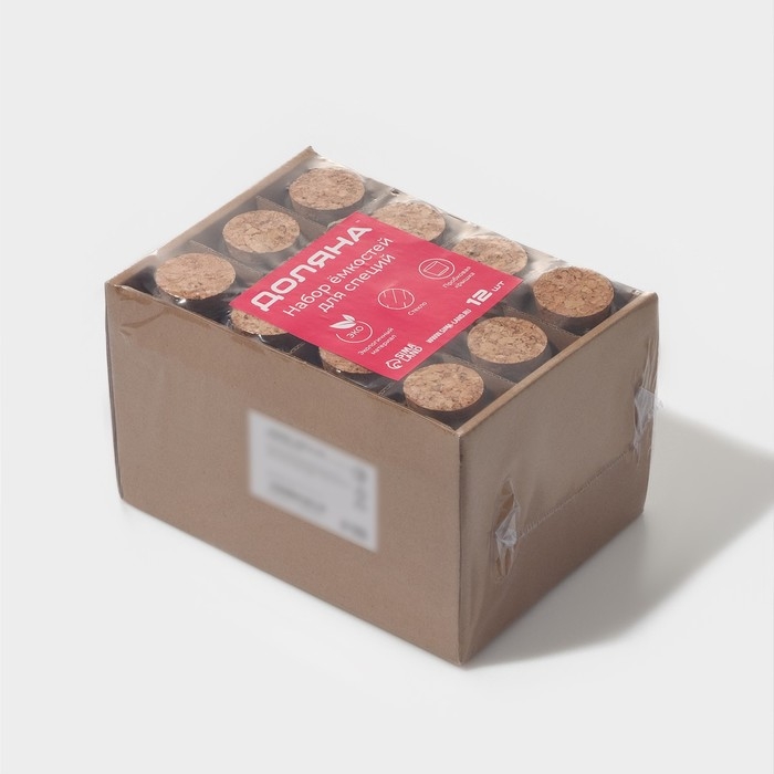 Набор стеклянных баночек для сыпучих продуктов с пробковой крышкой Доляна &laquo;Парфе. Колба&raquo;, 80 мл, 3,7&times;10 см, 12 шт