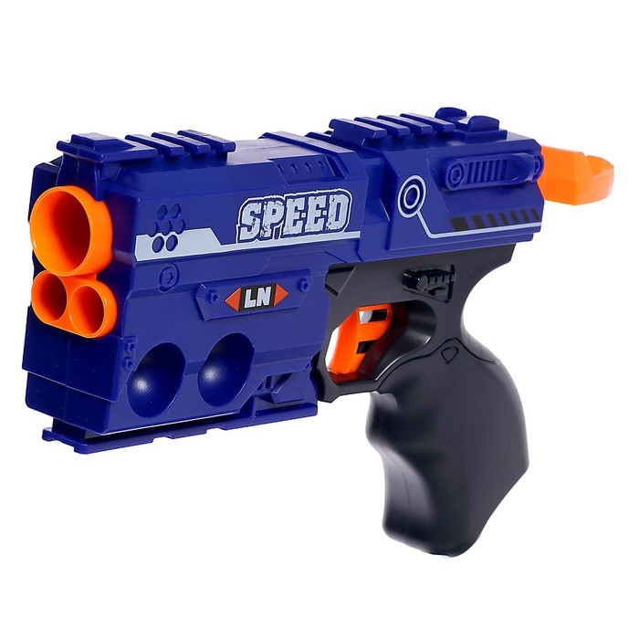 Бластер «Ярость», стреляет мягкими пулями и шариками Бластер «Ярость», стреляет мягкими пулями и шариками