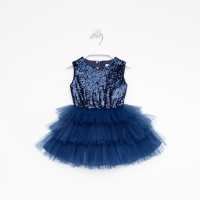 Платье для девочки с пайетками KAFTAN, размер 30 (98-104), цвет синий