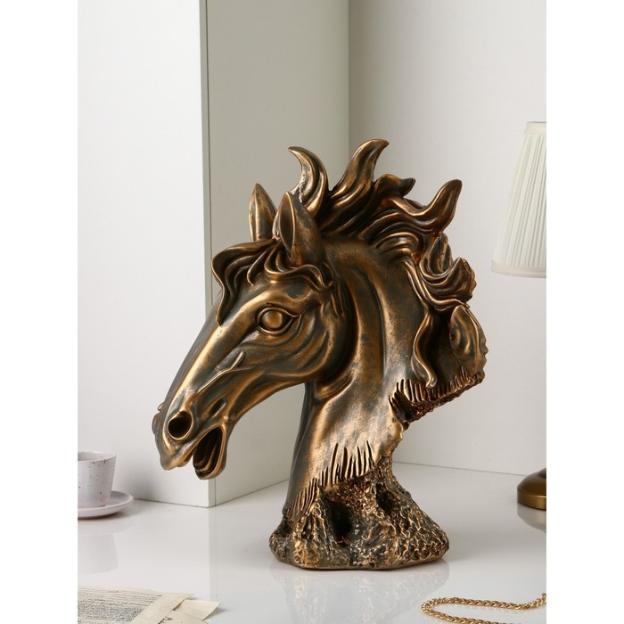 Фигура &laquo;Голова коня&raquo;, полистоун, 51 см, цвет бронза