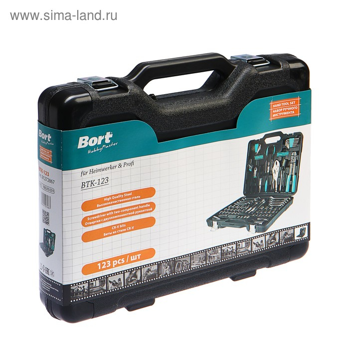 Набор ручного инструмента Bort BTK-123, сталь CrV, 123 предмета в чемодане Набор ручного инструмента Bort BTK-123, сталь CrV, 123 предмета в чемодане