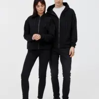 Толстовка унисекс оверсайз на молнии Zippy Terry, черная, размер XL/XXL
