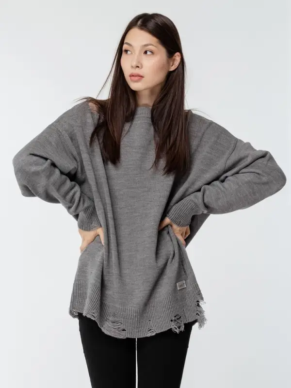 Джемпер оверсайз унисекс Grunge, серый, размер S/M Джемпер оверсайз унисекс Grunge, серый, размер S/M