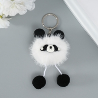 Пушистик на кольце "Панда модник" белый 9х6х6 см Пушистик на кольце "Панда модник" белый 9х6х6 см