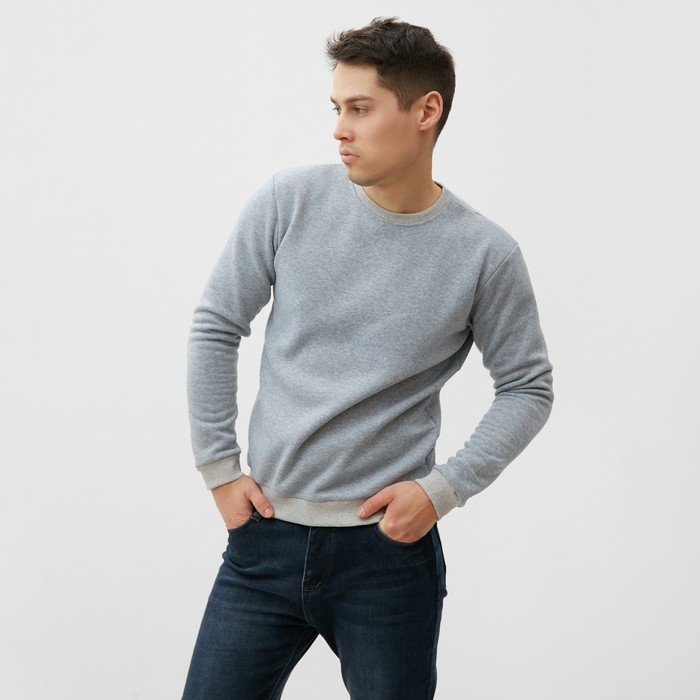 Свитшот мужской НАЧЁС, цвет светло-серый, размер 54