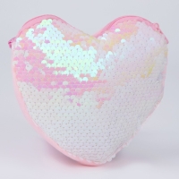 Сумка детская для девочки, с пайетками, сердце, 17 х 15 х 1 см, цвет розовый Сумка детская для девочки, с пайетками, сердце, 17 х 15 х 1 см, цвет розовый