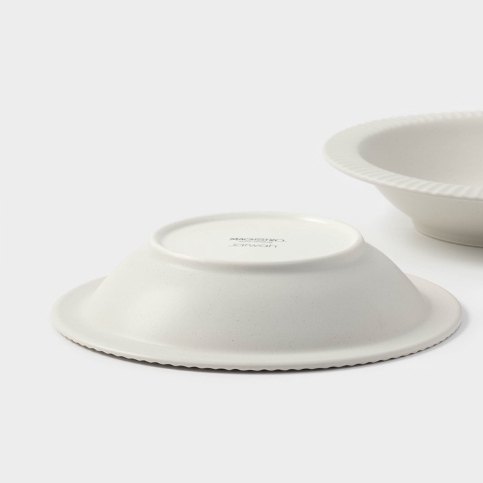 Тарелки Magistro Jarwah Lausanne, 550 мл, 21,3×4 см, глубокие, набор 2 шт, фарфор, серые Тарелки Magistro Jarwah Lausanne, 550 мл, 21,3×4 см, глубокие, набор 2 шт, фарфор, серые