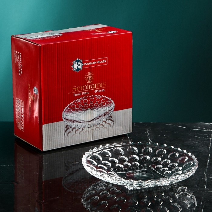 Набор стеклянных тарелок &laquo;Семирамида&raquo;, 6 шт, Иран