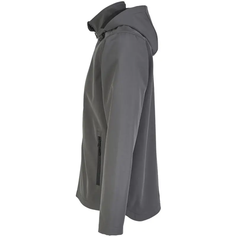 Куртка софтшелл с капюшоном мужская Race Men, темно-серая, размер S