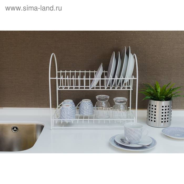 Сушилка для посуды 2-х ярусная &laquo;Люкс&raquo;, 40&times;24&times;35 см, цвет белый