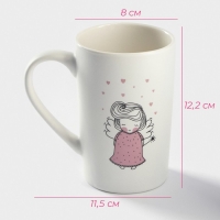 Кружка фарфоровая Доляна &laquo;Ангел&raquo;, 380 мл, цвет белый