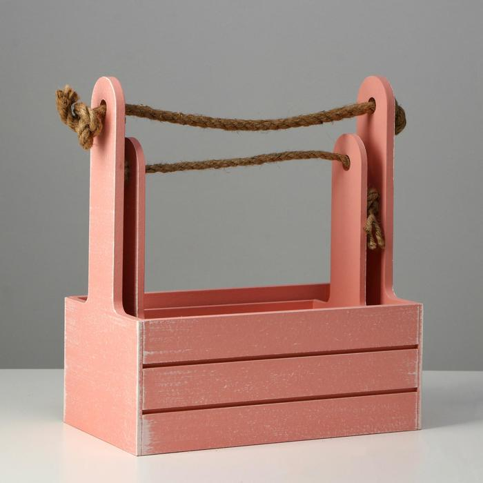 Набор кашпо деревянных 2 в 1 (25.5&times;15&times;30; 20&times;12&times;23) "Прованс", розовый