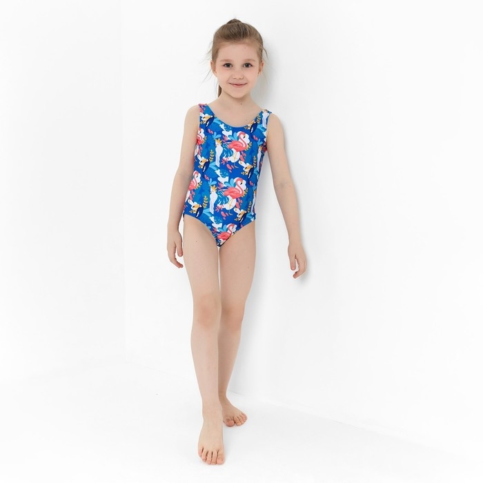 Купальник слитный, цвет синий/фламинго, рост 110 см Купальник слитный, цвет синий/фламинго, рост 110 см