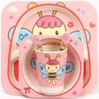 Набор бамбуковой посуды &laquo;Бабочка&raquo;, 5 предметов: тарелка, миска, стакан, вилка, ложка