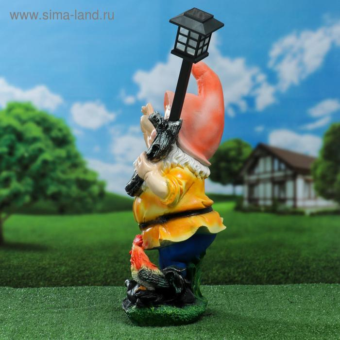 Садовый фонарь Садовый фонарь "Гном с фонарем и петухом" 31х23х56см