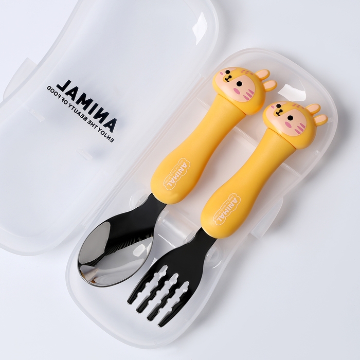 Набор детских столовых приборов в футляре &laquo;Тигрята&raquo;, вилка, ложка