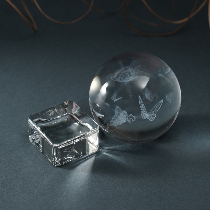 Сувенир стекло шар "Бабочки" d=6 см