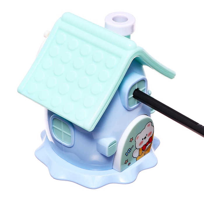 Точилка механическая с контейнером, 5 видов заточки, Домик синий Точилка механическая с контейнером, 5 видов заточки, Домик синий