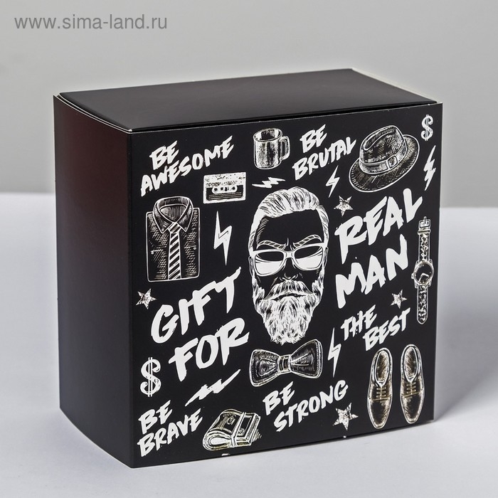 Коробка подарочная складная, упаковка, «Gift for real man», 14 х 14 х 8 см Коробка подарочная складная, упаковка, «Gift for real man», 14 х 14 х 8 см
