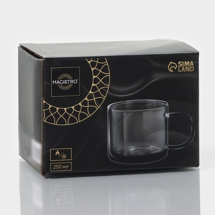 Кружка с двойными стенками Magistro «Дуо», 250 мл, 12×8,5×7,7 см Кружка с двойными стенками Magistro «Дуо», 250 мл, 12×8,5×7,7 см
