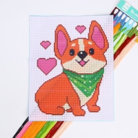Вышивка крестиком для детей «Корги», набор для творчества, 25 х 20 см Вышивка крестиком для детей «Корги», набор для творчества, 25 х 20 см