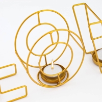 Подсвечник металлический настольный "Love", 13.5 х 42 см, золото Подсвечник металлический настольный "Love", 13.5 х 42 см, золото