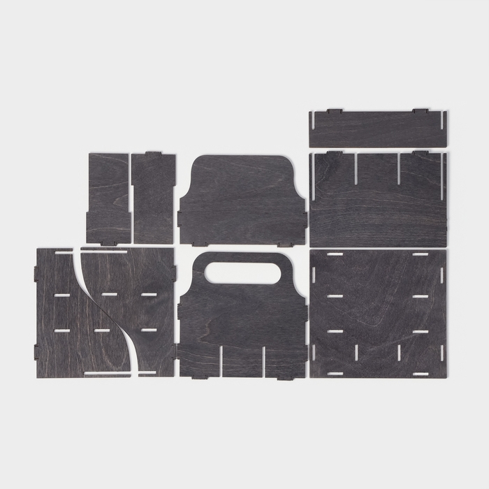 Подставка - органайзер деревянный для специй с ручкой Доляна, 17&times;16&times;16 см, цвет тёмный