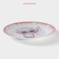 Тарелка керамическая Доляна «Котик», d=17,5 см, цвет белый Тарелка керамическая Доляна «Котик», d=17,5 см, цвет белый