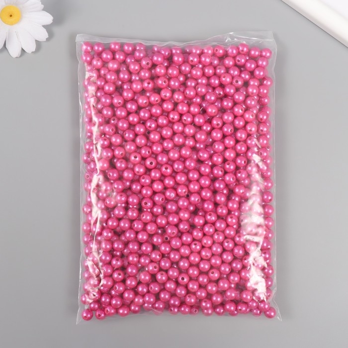 Набор бусин "Жемчуг" d 8 мм, 250 гр, малиновый
