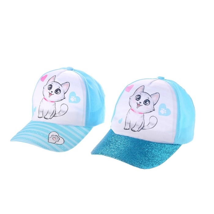 Кепка детская для девочки &laquo;Котик&raquo;, р-р. 52-54 см, 5-7 лет, МИКС