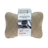 Подушка автомобильная косточка, на подголовник, велюр, бежевый, ромб, 16 х 24 см Подушка автомобильная косточка, на подголовник, велюр, бежевый, ромб, 16 х 24 см
