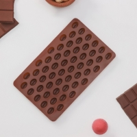 Форма для мармелада Доляна &laquo;Кофейные бобы&raquo;, силикон, 18,5&times;11&times;1 см, 55 ячеек (1,6&times;1,2 см), цвет коричневый