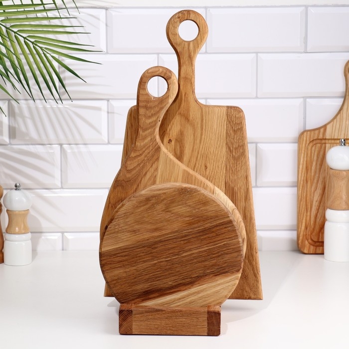 Набор разделочных досок из дуба Набор разделочных досок из дуба "Фантазия" с подставкой, 3 шт
