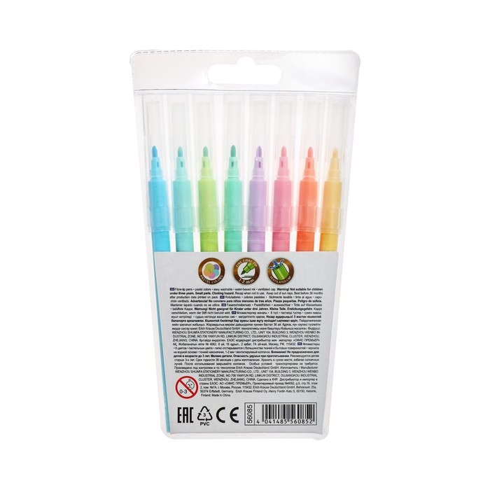 Фломастеры 8 цветов ErichKrause Easy Washable Pastel, смываемые, вентилируемый колпачок, европодвес Фломастеры 8 цветов ErichKrause Easy Washable Pastel, смываемые, вентилируемый колпачок, европодвес