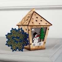 Ёлочная игрушка «Фонарь со снеговиком», от батареек, свечение тёплое белое Ёлочная игрушка «Фонарь со снеговиком», от батареек, свечение тёплое белое