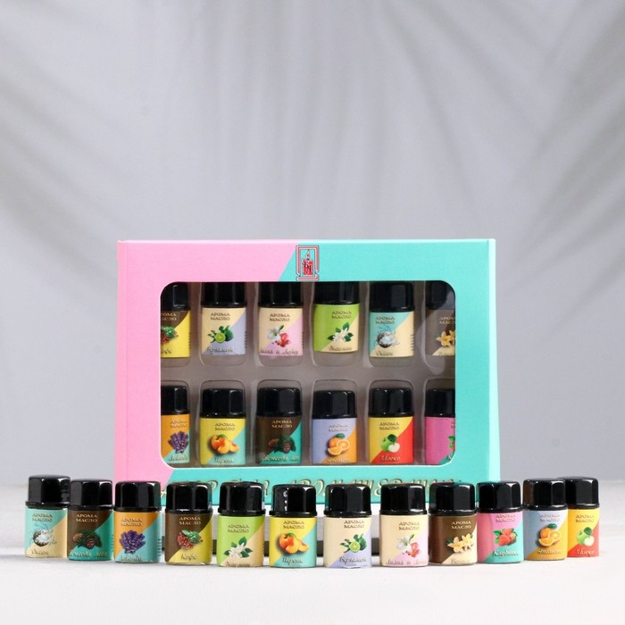 Набор эфирных масел, 3 мл, 12 шт, Набор эфирных масел, 3 мл, 12 шт, "Богатство Аромата"