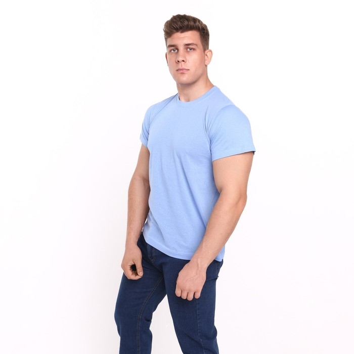 Футболка мужская однотонная, цвет светло-голубой, размер 48 Футболка мужская однотонная, цвет светло-голубой, размер 48