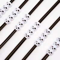 Трубочки для коктейля &laquo;Череп&raquo;, цвет чёрный, набор 6 шт.