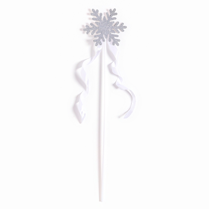 Карнавальный жезл &laquo;Снежинка&raquo;, цвет серебро, с ленточками