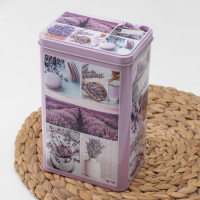 Банка с крышкой для сыпучих продуктов &laquo;Лаванда&raquo;, 2,7 л, прямоугольная, 13,5&times;9,5 см, цвет и рисунок МИКС