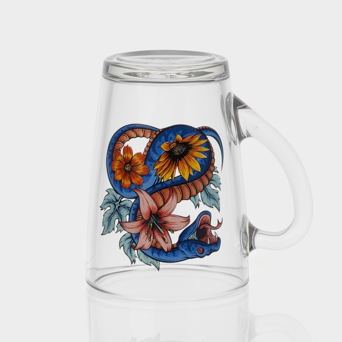 Кружка стеклянная кофейная &laquo;Цветы и змеи&raquo;, 300 мл, МИКС