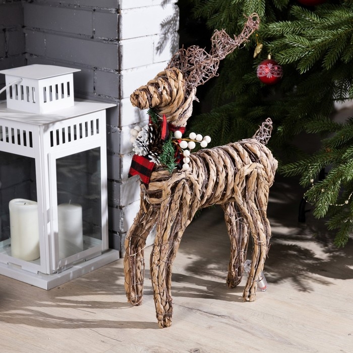 Светодиодная фигура &laquo;Олень&raquo; 32 &times; 60 &times; 10 см, текстиль, металл, батарейки ААх2 (не в комплекте), свечение тёплое белое