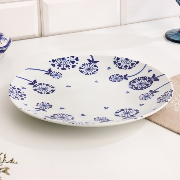 Тарелка "Романс одуванчик", д-240мм, нео гжель