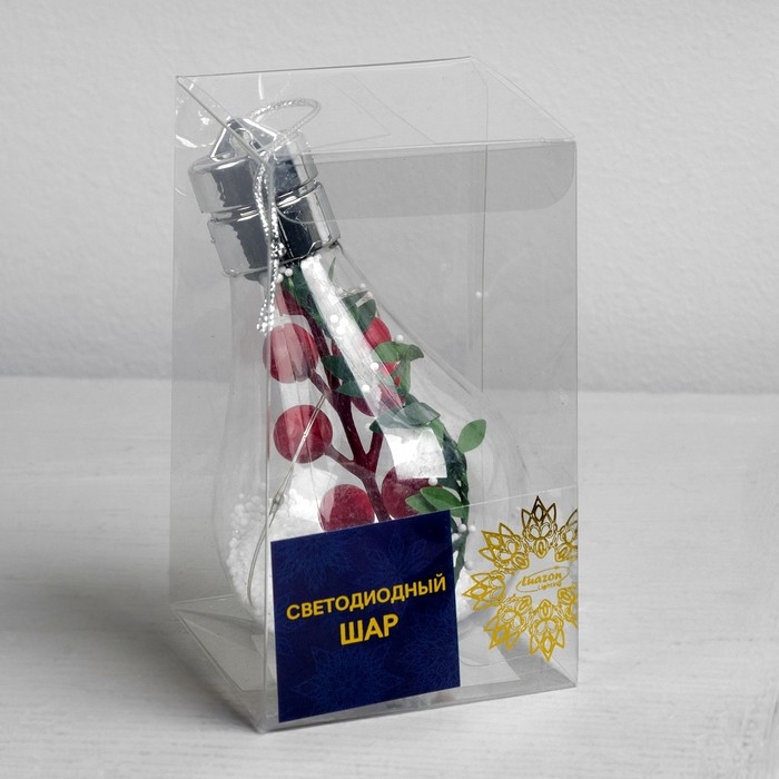 Ёлочный шар &laquo;Ягоды&raquo;, батарейки, 5 LED, свечение белое