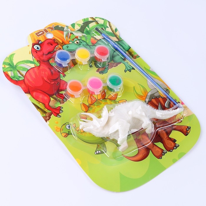 Набор для творчества &laquo;Раскрась трицератопса&raquo;, краска 6 цветов по 2,5 мл