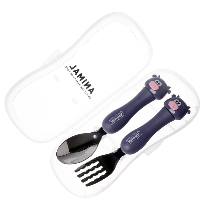 Набор детских столовых приборов в футляре &laquo;Коровки&raquo;, вилка, ложка