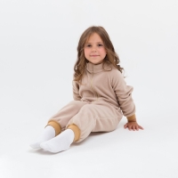 Комбинезон воротник-стойка, цвет бежевый, рост 98-104 см