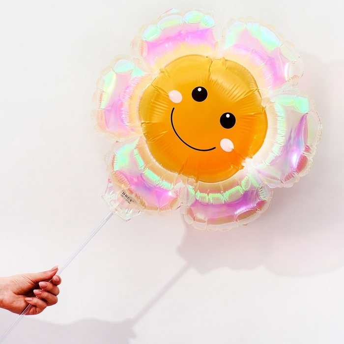 Шар фольгированный 21" &laquo;Ромашка&raquo; на палочке, цвет прозрачный перламутровый градиент